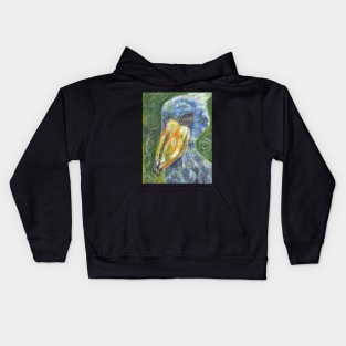 Shoe bill bird drawing Original style multicolor Kids Hoodie